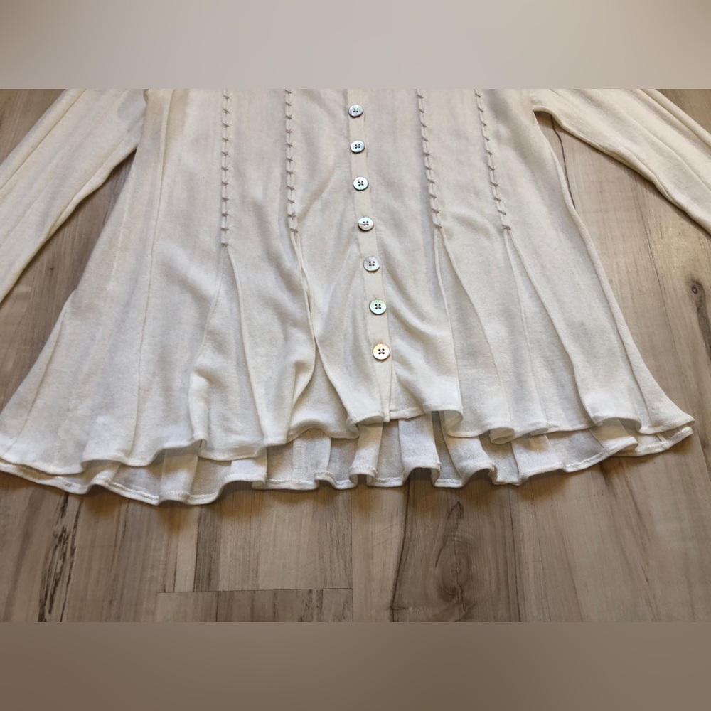Mansted Cardigan M Ivory Cotton Button Front Lagenlook Cottagecore Danish Knit - Picture 7 of 16